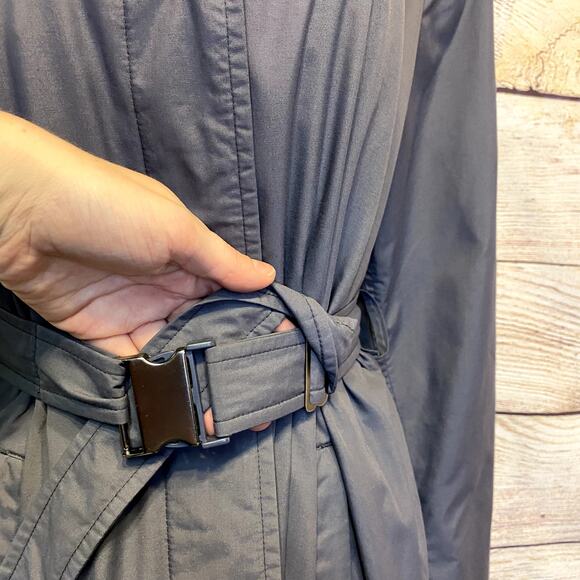 L.L. Bean Vintage Buckled Lightweight Trench Coat Size M Women's Duster Purple - Picture 3 of 8